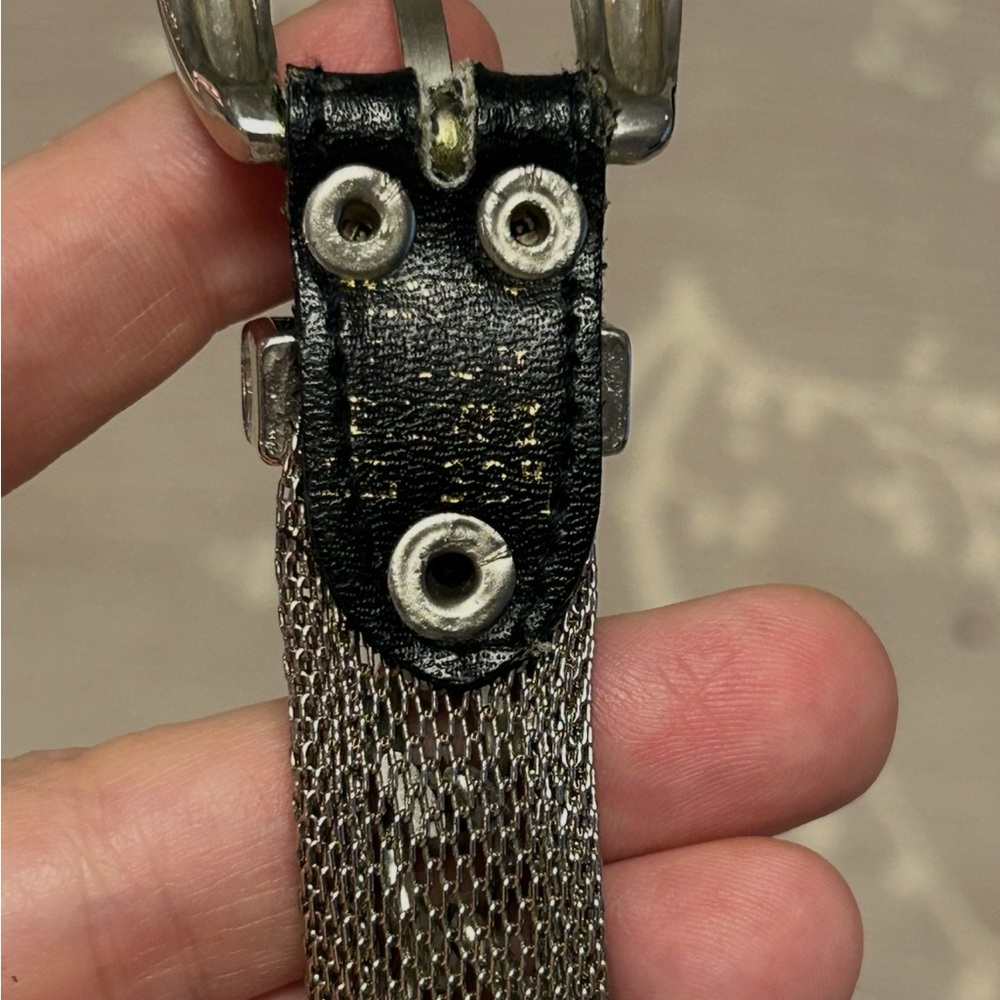 Vintage Heavy Weight Metal Mesh & Curb Silver Chain Belt - Picture 5 of 8